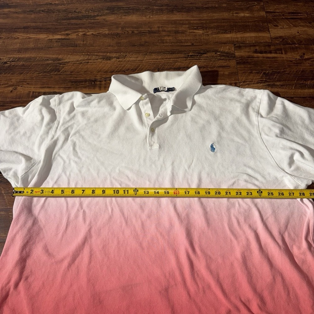 Polo Ralph Lauren Men's 4XLT Big & Tall White Pink Gradient Cotton Polo - Picture 3 of 6
